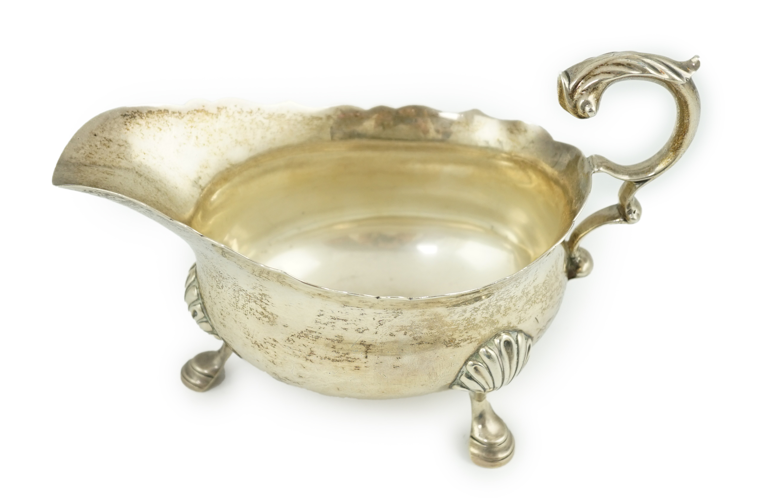 A George V silver sauce boat, by Edward Barnard & Sons Ltd